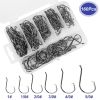 160Pcs Offset Fishing Hooks Kit Stainless Steel Sharp Fishing Hooks Octopus Circle Hooks Size