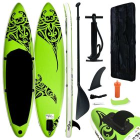 Inflatable Stand Up Paddleboard Set 144.1"x29.9"x5.9" Green