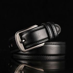 Genuine Leather Men's Belt Fashion Alloy Pin Buckle Belts Fashion Luxury Jeans Belts For Men Business Belt Female Belt (Color: Black, size: 130cm(51in))