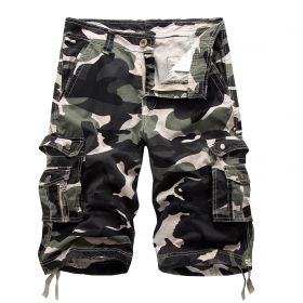 Mens Relaxed Camouflage Camo Cargo Shorts (Color: Army Green, size: 36)