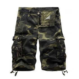 Mens Relaxed Camouflage Camo Cargo Shorts (Color: Green, size: 29)