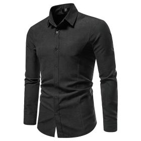 Men's Long Sleeve Regular fit Casual Shirt (Color: Black, size: XS)