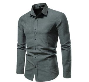 Men's Long Sleeve Regular fit Casual Shirt (Color: Gray, size: L)