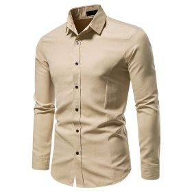 Men's Long Sleeve Regular fit Casual Shirt (Color: Brown, size: S)