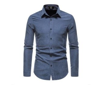 Men's Long Sleeve Regular fit Casual Shirt (Color: Navy, size: S)