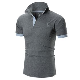 Men's Performance Solid Polo Shirt (Color: Dark Gray, size: L)