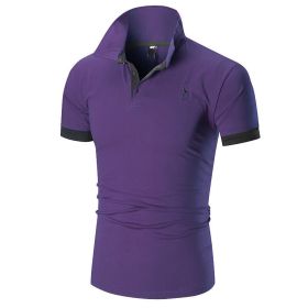 Men's Performance Solid Polo Shirt (Color: Purple, size: L)