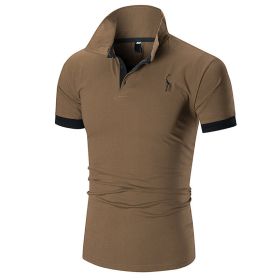 Men's Performance Solid Polo Shirt (Color: Brown, size: M)