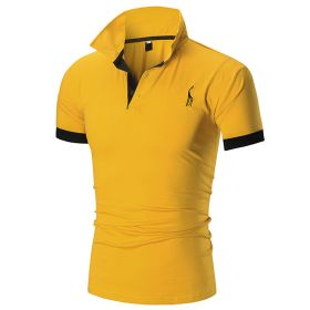 Men's Performance Solid Polo Shirt (Color: Gold, size: XL)