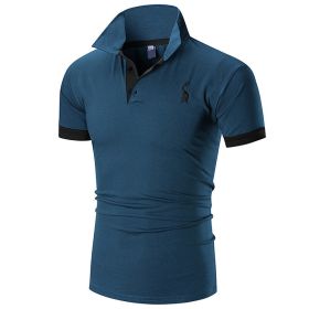 Men's Performance Solid Polo Shirt (Color: Blue, size: L)