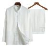 Men's 2 Pieces Cotton Linen Shirt and Pants Beach Yoga Top