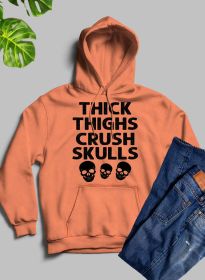 Thick Thighs Crush Skulls Hoodie (Color: Heather Prism Peach, size: small)