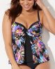 Multi Leaves Faux Flyaway Underwire Tankini Top