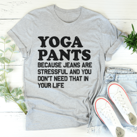 Yoga Pants T-Shirt (Color: Athletic Heather, size: S)