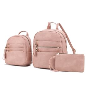 MKF Collection Roxane Vegan Leather Women's Backpack with Mini Backpack and Wristlet Pouch- 3 pieces by Mia k (Color: Blush, Material: Vegan Leather)