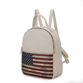 MKF Collection Briella Vegan Leather Women FLAG Backpack by Mia K (Color: Beige, Material: Vegan Leather)