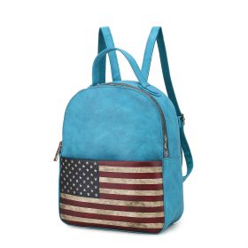 MKF Collection Briella Vegan Leather Women FLAG Backpack by Mia K (Color: Turquoise, Material: Vegan Leather)