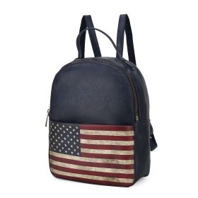 MKF Collection Briella Vegan Leather Women FLAG Backpack by Mia K (Color: Navy, Material: Vegan Leather)