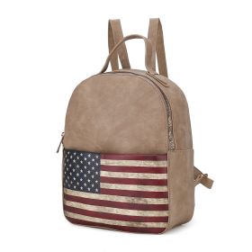 MKF Collection Briella Vegan Leather Women FLAG Backpack by Mia K (Color: Taupe, Material: Vegan Leather)