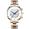 Men's Three Eyes Gold Steel Band Calendar Quartz Watch