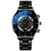 Men's Three Eyes Gold Steel Band Calendar Quartz Watch