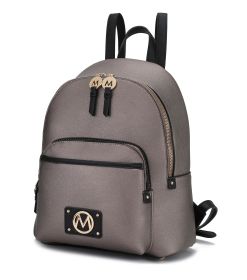 MKF Collection Alice Backpack Vegan Leather Women by Mia k (Color: Pewter, Material: Vegan Leather)