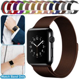 Magnetic Watch Band Replacement Milanese Bands Compatible For Apple Watch Bands 42mm Series 1 2 3 (Color: Coffee)