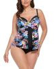 Multi Leaves Faux Flyaway Underwire Tankini Top