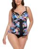 Multi Leaves Faux Flyaway Underwire Tankini Top